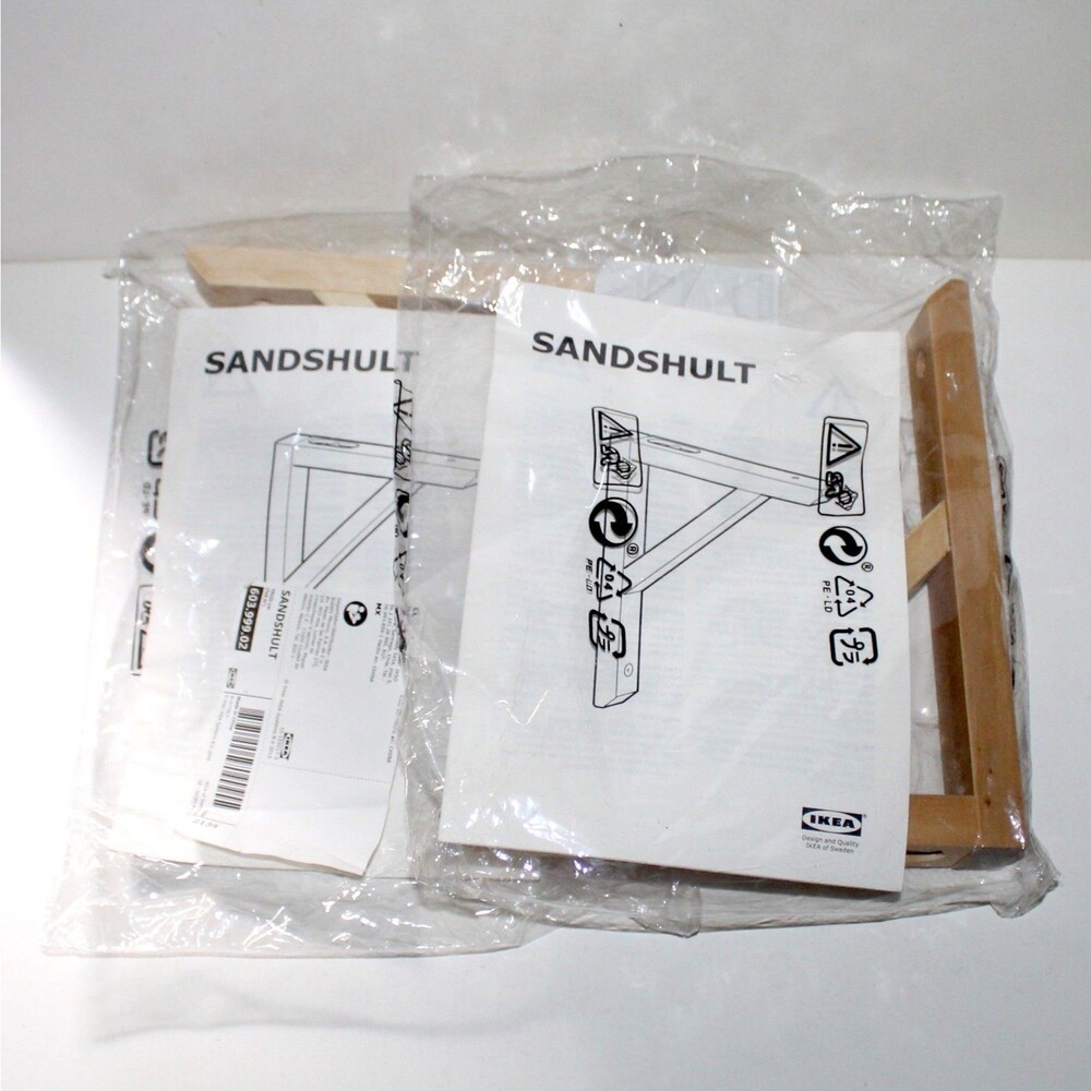 Set of 2 Ikea Sandshult Wall Shelf Bracket Aspen Wood natural NEW